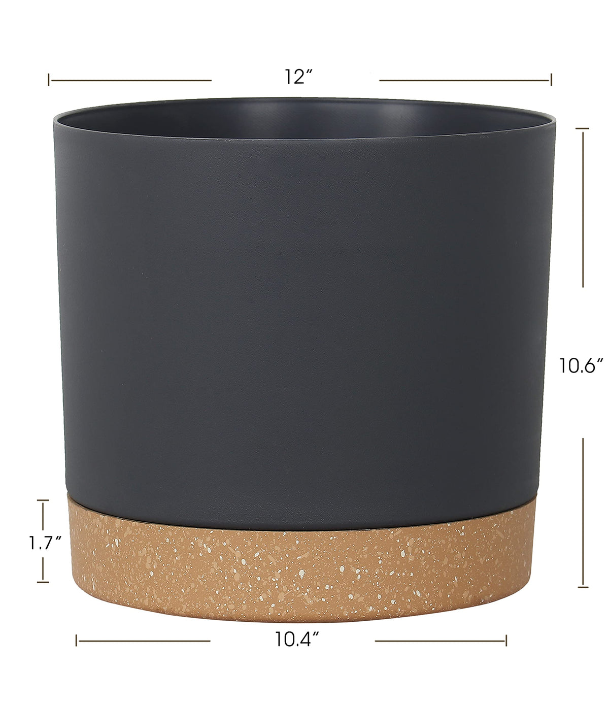 Plant Pots for Indoor Plants, 2 Pack 12 Inch Pots for Plants (12” Black)