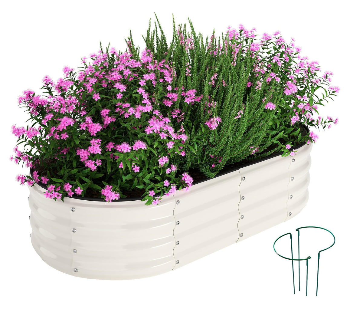 ZFHgarden Galvanized Metal Planter Raised Garden Bed Kit for Gardening Outdoor，4x2x1ft Planter Grow Garden Box Raised Flower Bed，Long Vegetable Clearance Herb Raised Garden Beds for Gardening White