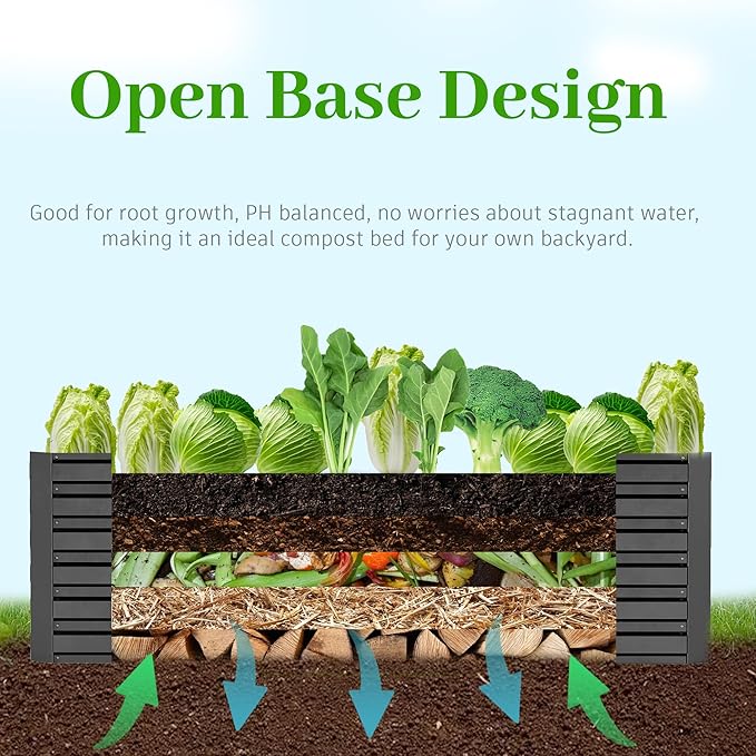 6x3x2 ft Raised Garden Bed, Large Metal Planter Raised Beds, Planters for Outdoor Plants for Vegetables, Flowers, Herbs, Fruits, and Succulents.(2 Pcs)