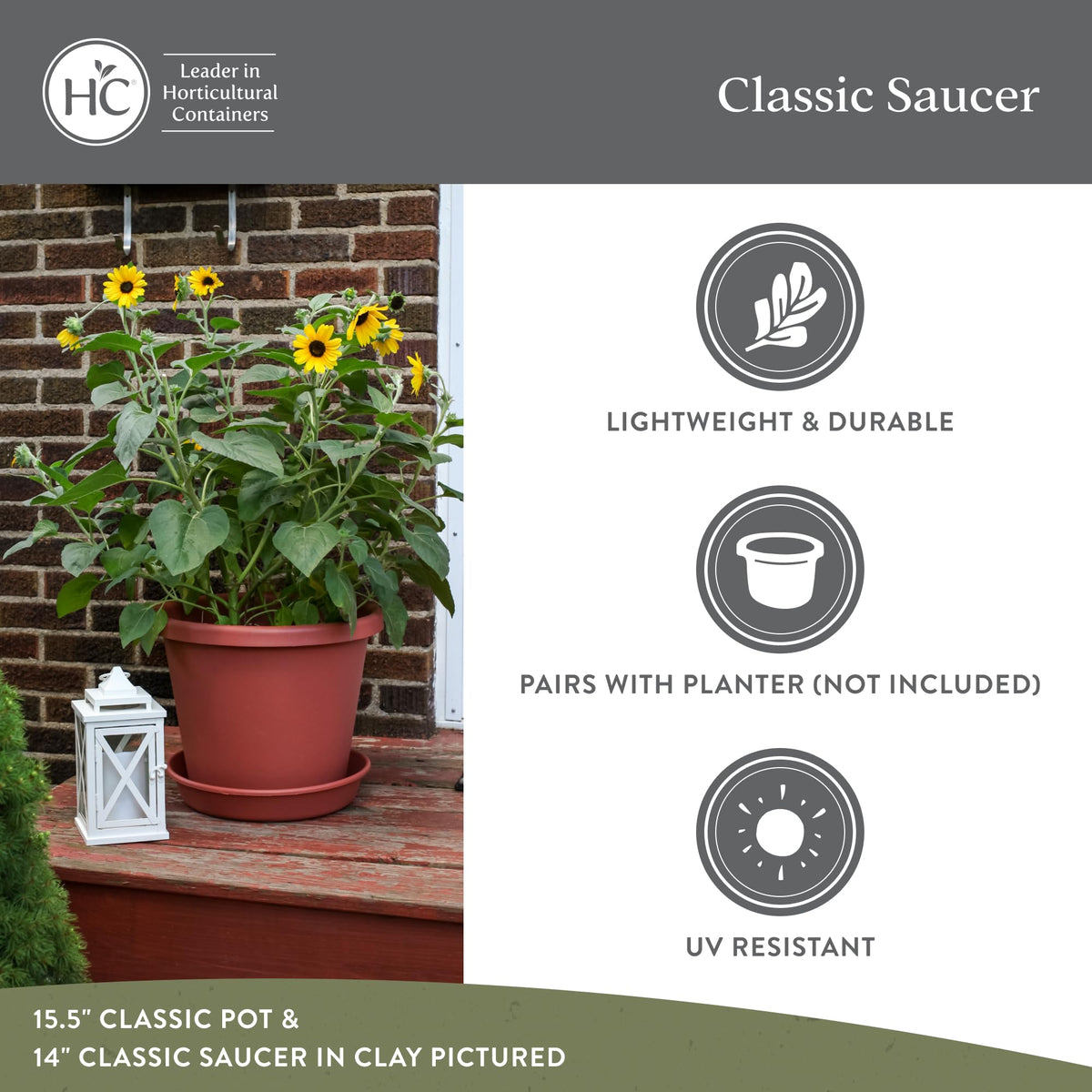 The HC Companies Classic Round Planter Pot, 14 Inch, Slate Blue, 2-Pack