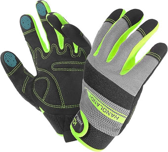 HANDLANDY Work Gloves for Men & Women, Utility Mechanic Working Gloves Touch Screen, Flexible Yard Work Gloves