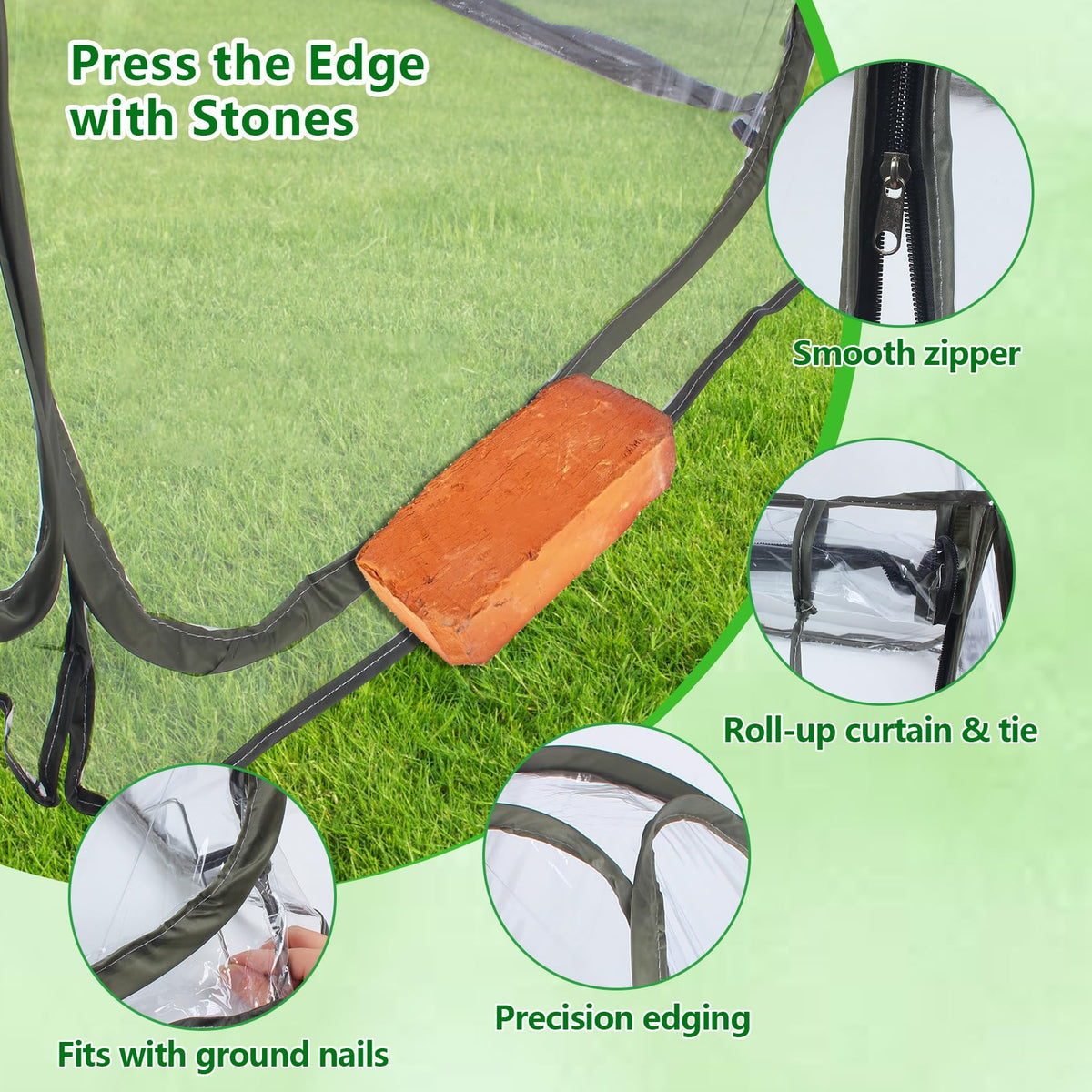 DEDU Pop Up Tent, Small Portable Greenhouse Cover 27"X27"X31" with 4 Fixed Nails and Tools, Mini Greenhouse Tent PVC Cover for Small Plants Outdoor & Indoor Use