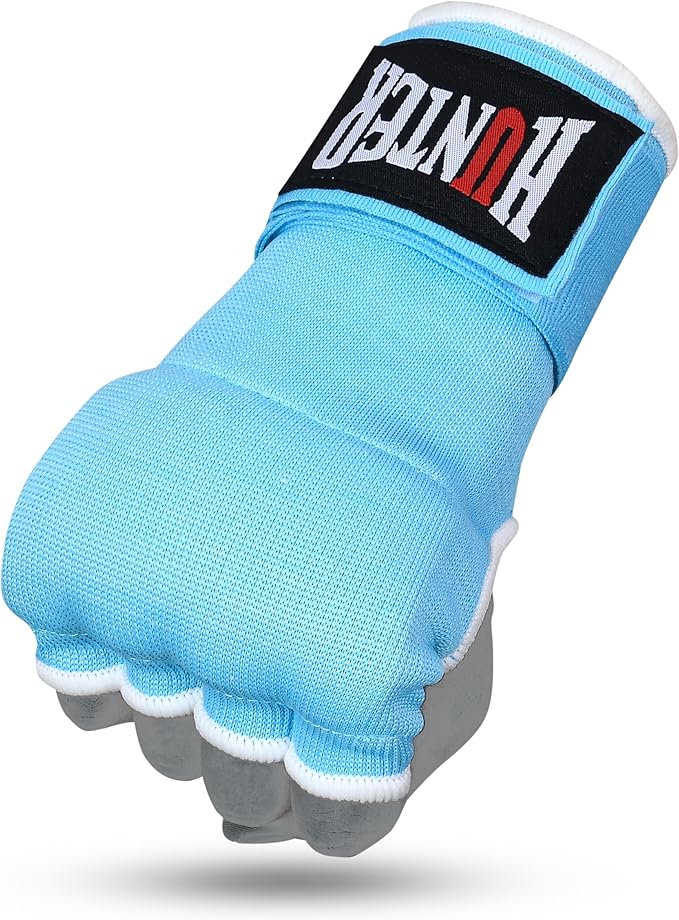 HUNTER Gel Padded Inner Gloves with Hand Wraps for Boxing, Quick Elastic Training Wraps for Men & Women, Muay Thai MMA Kickboxing Martial Arts Knuckle Wrist Protector (Pair)