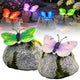 Solar Illuminated Butterfly Stone Garden Light, LED Butterfly Garden Statue with Sparkling Light-Up Wings, Glowing Landscape Rock Figurine Lamp for Flower Bed,Patio,Yard Decor Gift (Green+Purple)