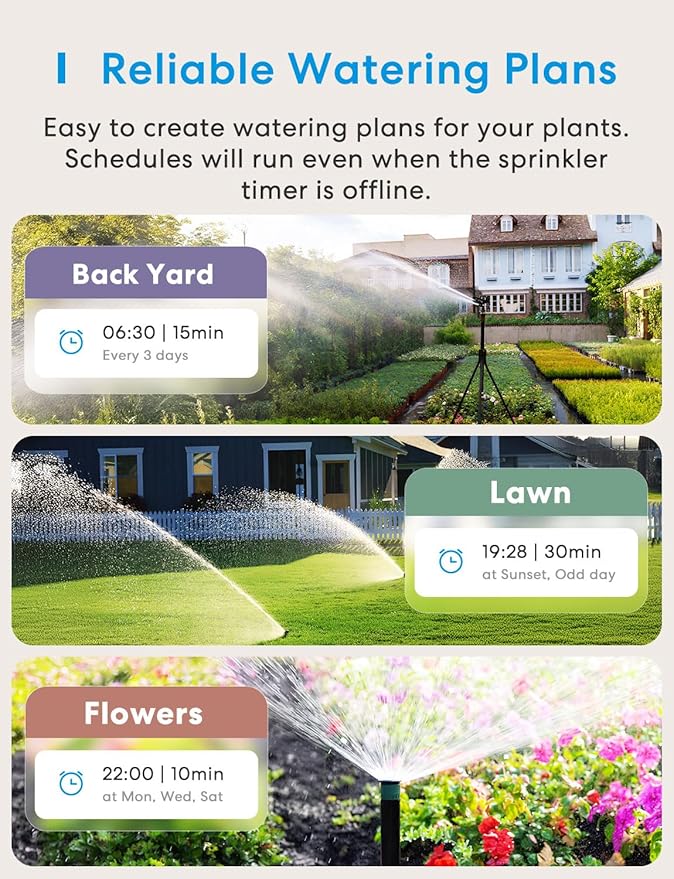 meross WiFi Water Hose Timer, Smart Sprinkler Timer with Brass Inlet & Outet, Work with Apple Homekit, Alexa & Google Assistant, Water Valve for Lawn, Garden, Yard and Pool, WiFi Hub Required