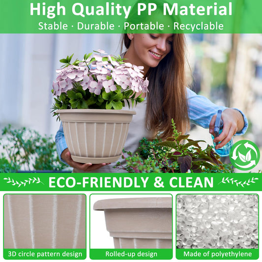 10 Inch Plant Pots,4 Pack Flower Pot,Planters Pot with Drainage Hole