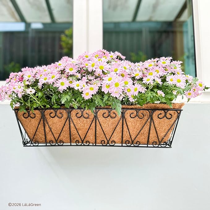 LaLaGreen 24" (2 Pack, Rectangular) Coco Liners for Planter – Large Coir Husk Replacement for Window Box, Wall Mount Pot, Trough Basket, Garden Outdoor Use – Multi Sizes 16/30 Inch & Different Shapes