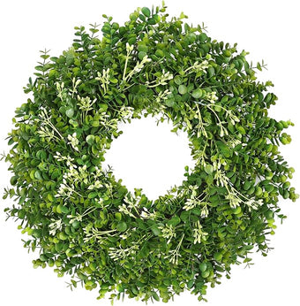 24-26 Inch Large Greenery Eucalyptus Boxwood Wreaths Artificial Easter Summer Spring Wreaths for Front Door Outdoor All Season Spring Decorations for Home Porch Room Window Wall Farmhouse (Berries)