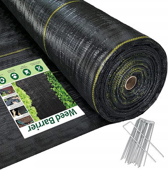 Sunocity 5ft x300ft Pro Black Weed Barrier, 6oz Premium Landscape Fabric-Heavy Duty Woven Ground Cloth with Superior Permeability Weed Control Convenient Design