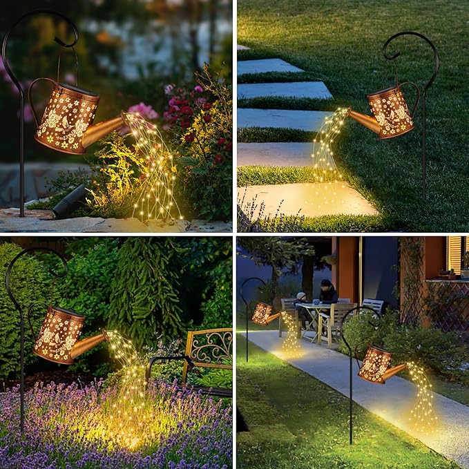Solar Watering Can Light, Solar Powered Hanging Lantern Landscape Lights, Decorative Garden for Yard Waterproof Garden Decor, Gifts for Mom, Grandma（02-Hummingbird）