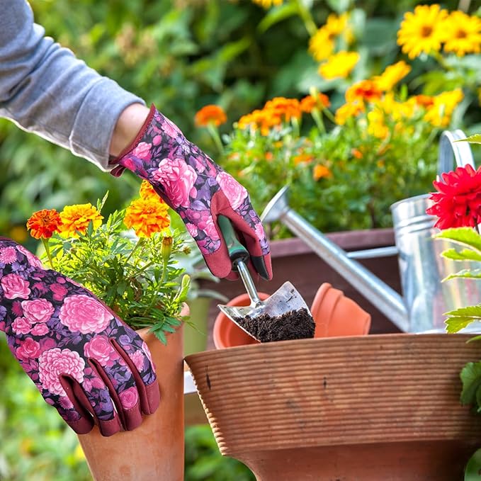 Leather-Gardening-Gloves for Women,Thorn-Proof Work-Gloves for Weeding,Digging,Planting,Pruning Yard garden Gloves