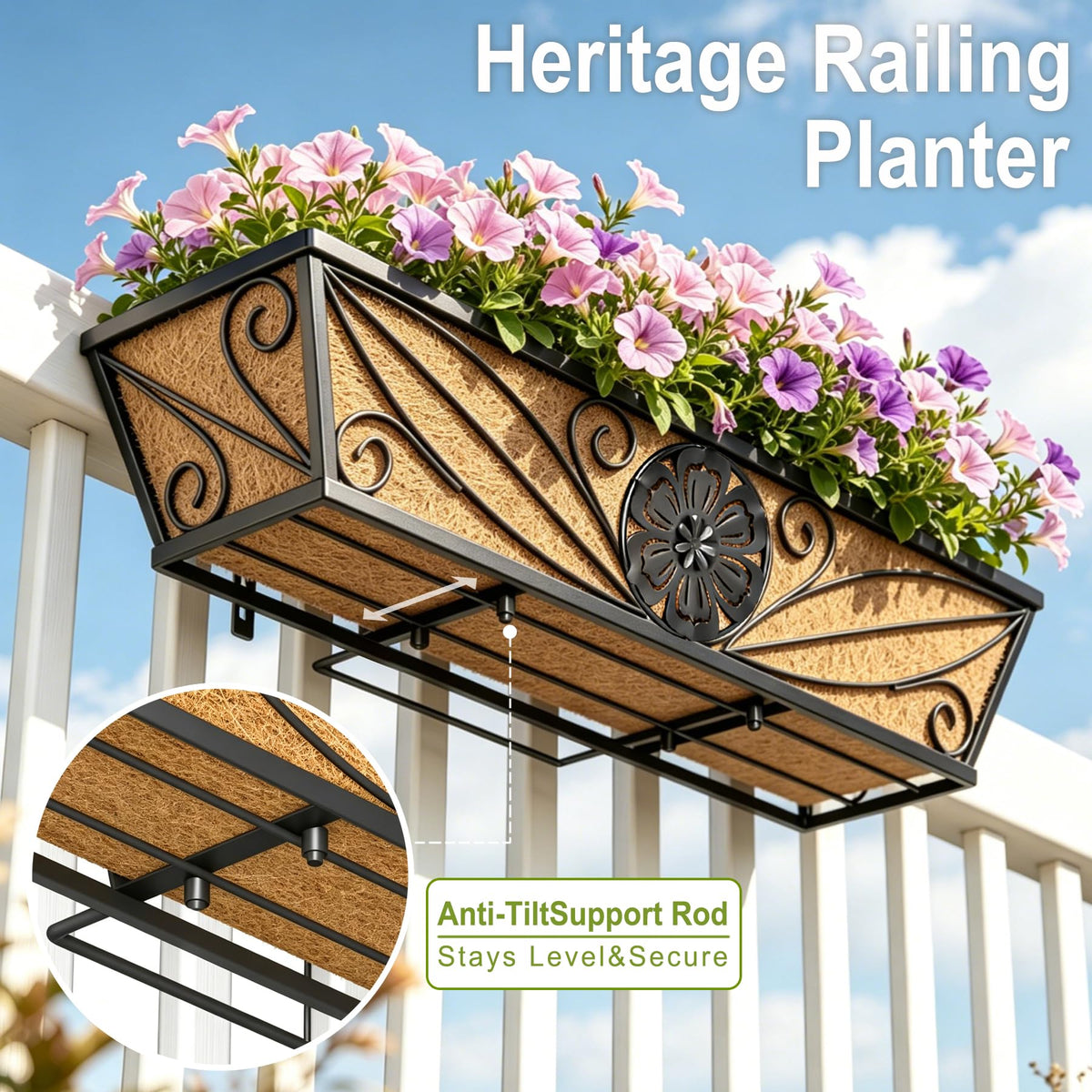 MUYEZHIYU 4 Pack 24 Inch Railing Planter Boxes