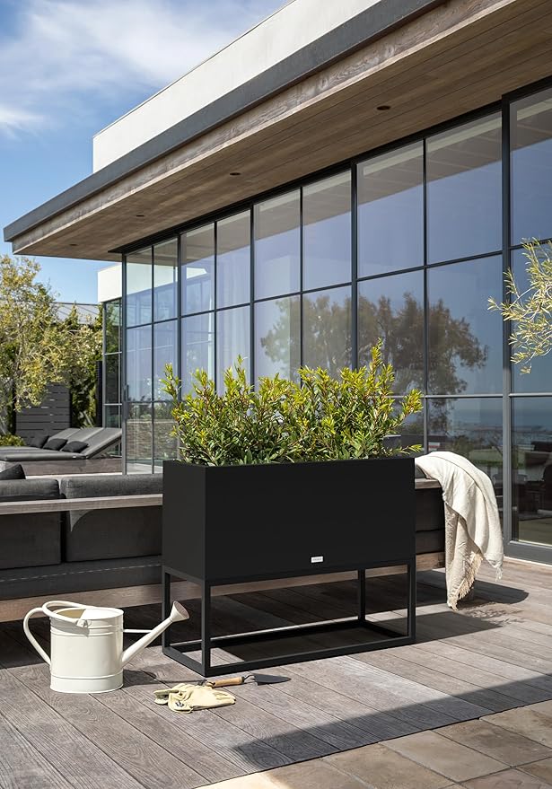 Veradek Block Series Raised Long Box Planter for Patio & Garden | Durable All-Weather Use with Aluminum Stand | Modern Décor for Herbs, Flowers