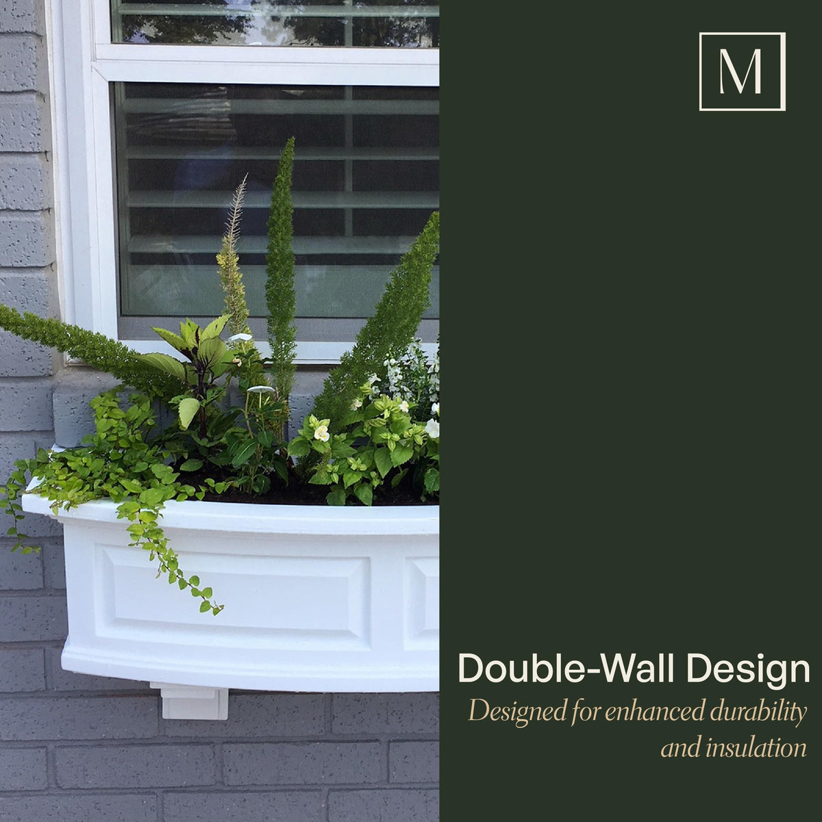 Mayne Nantucket 36in Self-Watering Rectangular Window Box Planter, Black