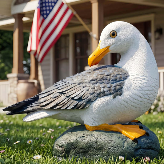 Euiroet Real Seagull Outdoor Statue,Garden Bird Sculpture,Beach Statue Decor,Resin Animal Seabird Ornaments,Coastal Beach Decor for Outdoor Table Decor for Garden,Terrace,Lawn,Yard