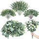Giegxin 600 Pcs 3 Kinds Mixed Eucalyptus Leaves Stems Bulk Artificial Silver Dollar Leaves Picks Dried Eucalyptus Bundle Faux Spray for Wedding Vase Bouquet Floral Arrangement (Green)