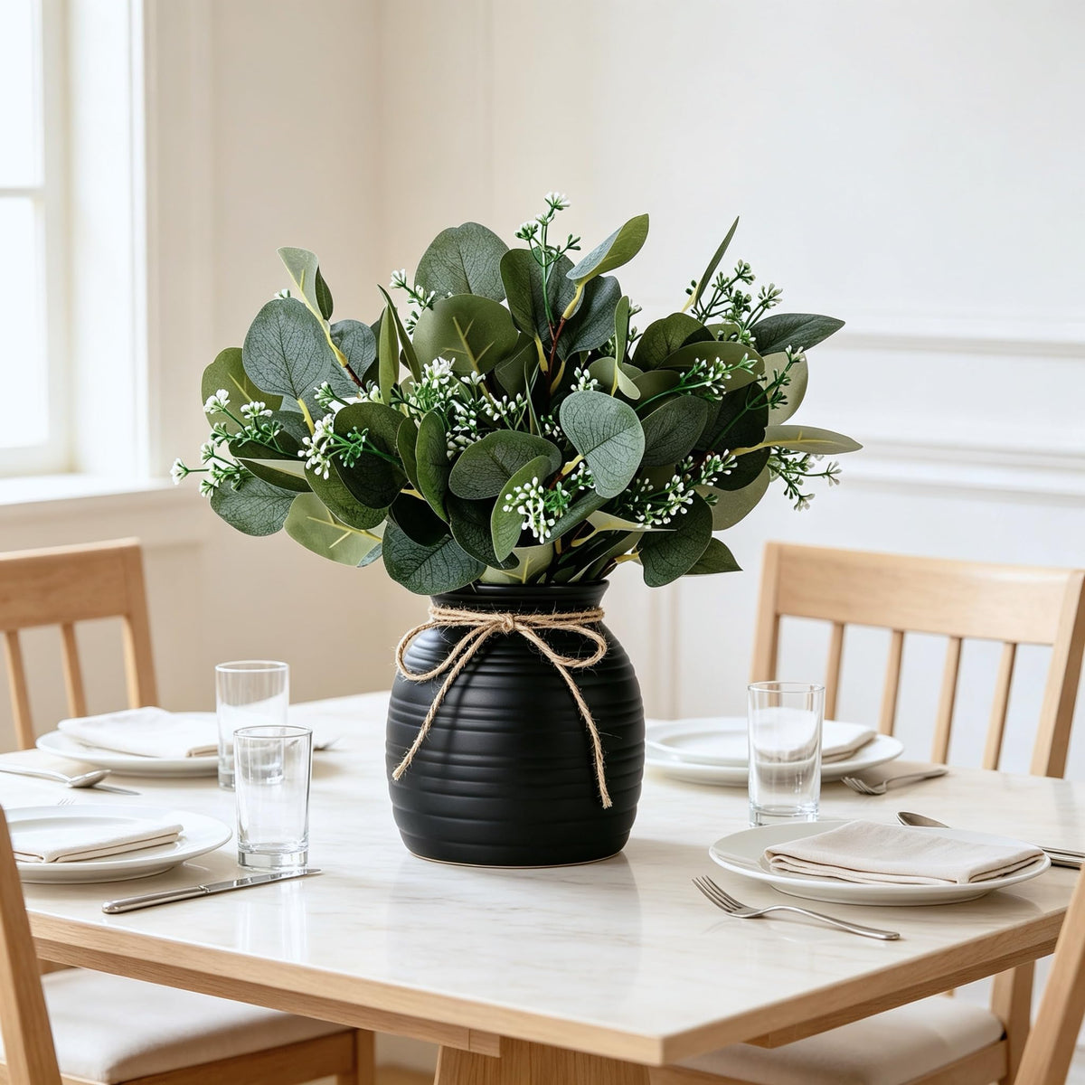 20pcs Artificial Eucalyptus Plants in Vase for Modern Farmhouse Home Decor