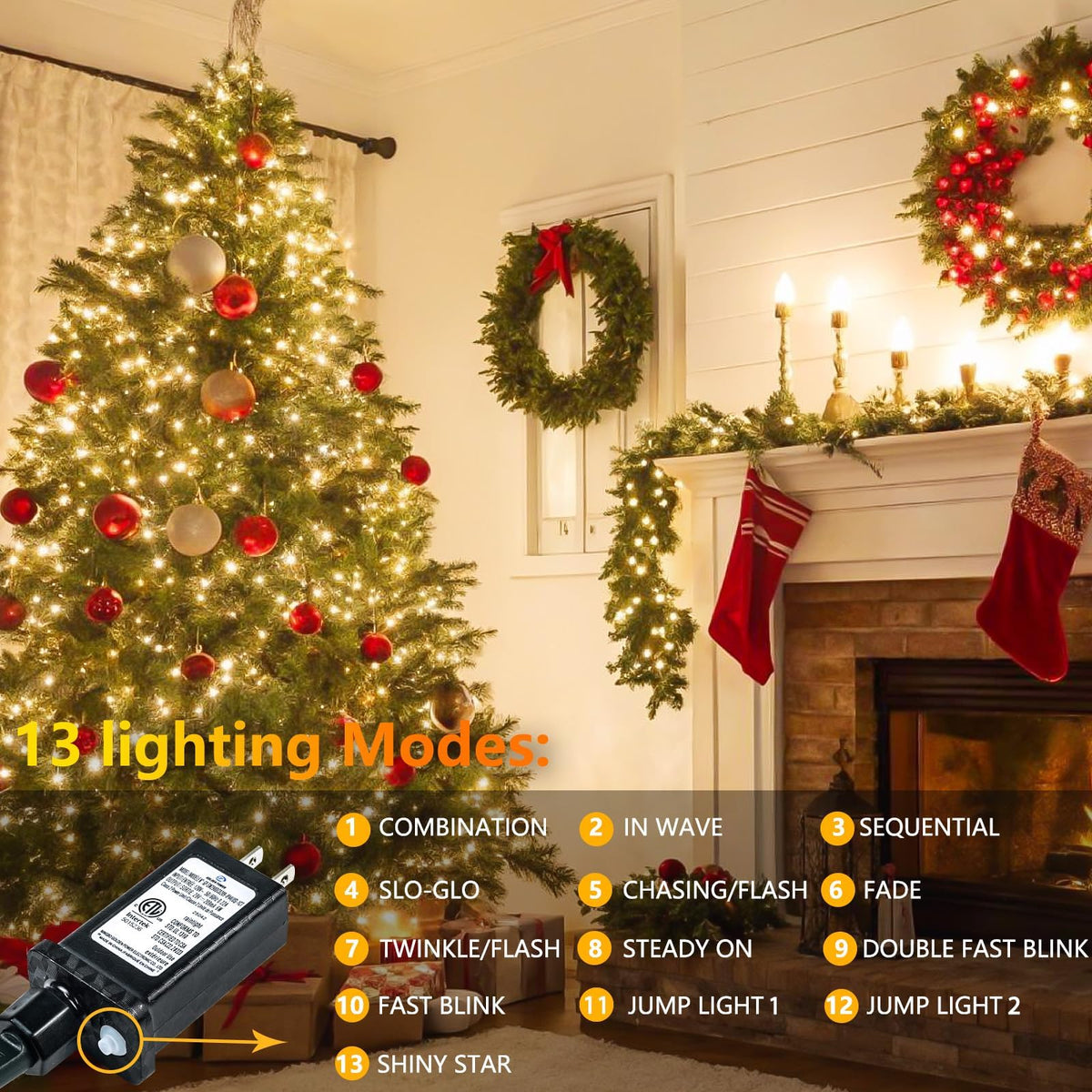 300 LED String Lights, 99FT Extra-Long Christmas Lights Outdoor Indoor