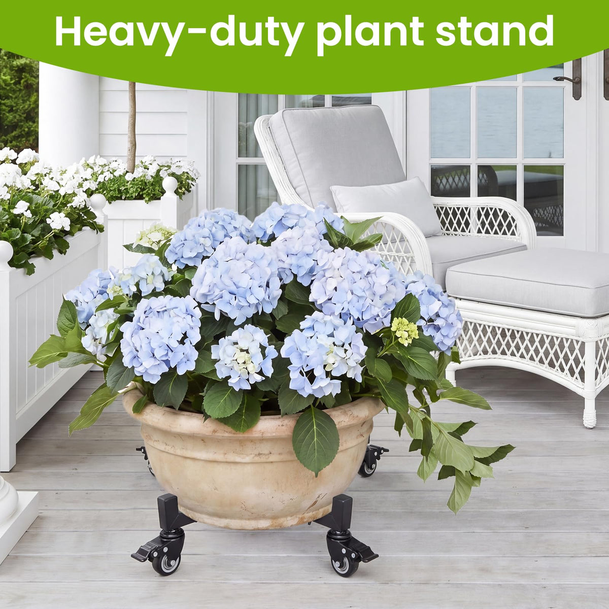Heavy Duty Plant Caddy with Wheels, Adjustable 22.8-31.9" Diameter Rolling Plant Stand for Indoor/Outdoor, Plant Dolly with 4 Lockable Swivel Casters, Metal Planter Base for Large Pots up to 250 lbs