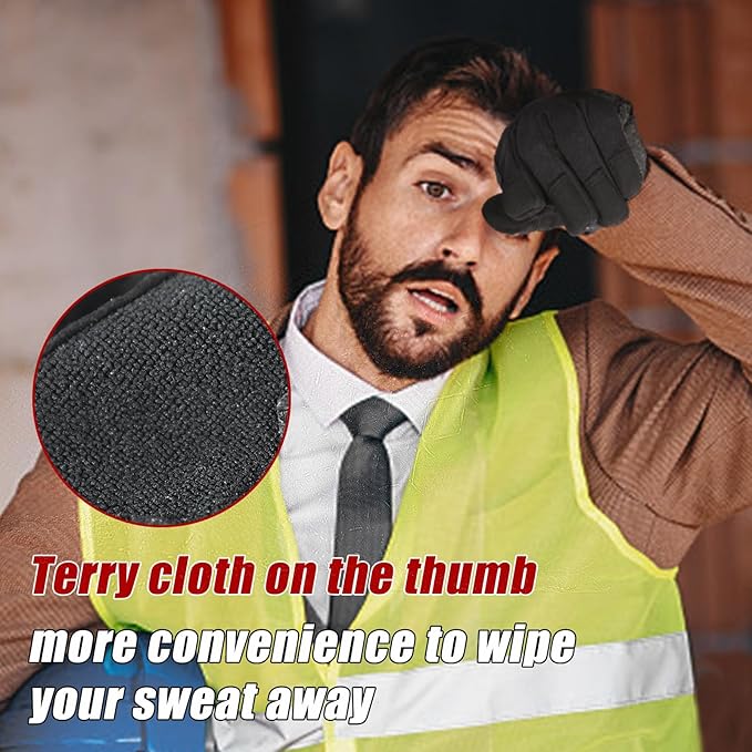 HANDLANDY Mens Work Gloves Touch screen, Utility Mechanic Gloves, Flexible Breathable Fit- Padded Knuckles & Palm
