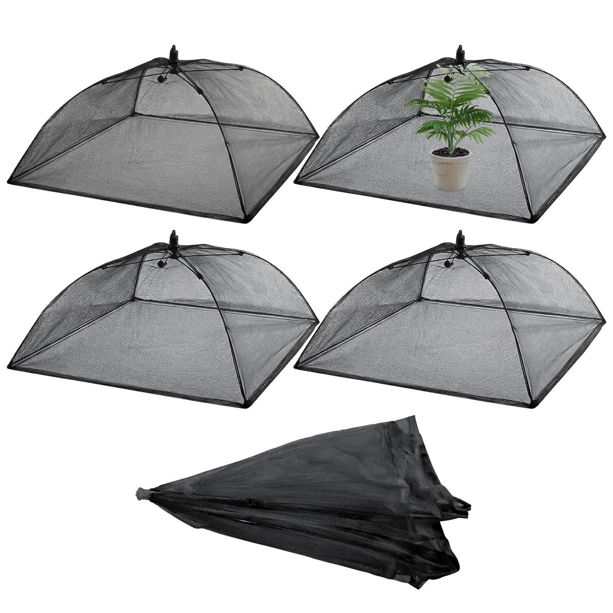 Sawysine 4 Pack Mesh Plant Cover Dome Tent Protector,17 X 17 Inch,Black