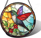 Stained Glass Window Hanging, Hummingbird Gifts Sun Catchers Diamond Glass Panel Hangings Birds Suncatcher Decor for Birthday for Women, Men, Wife, Aunt, and Mom 11.8x11.8 in