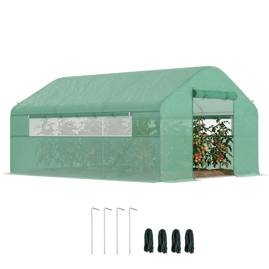 Outsunny 13' x 10' x 6.5' Hoop House Greenhouse Tunnel Greenhouse Green