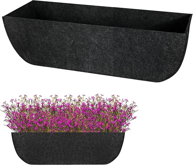1-Pack 30in Planter Liners - Breathable Felt Hanging Basket and Window Box Liners - Prevent Root Suffocation and Bird Damage - Black