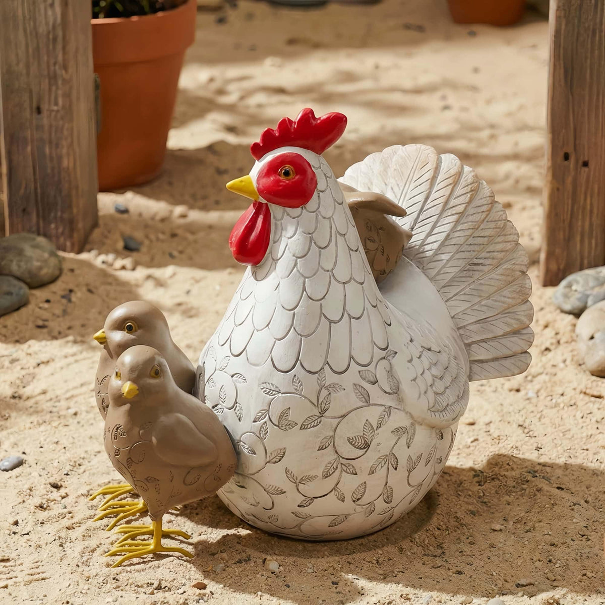 Euiroet Resin Animal Decorations Gifts, Rustic Garden Statues, Farmhouse Chicken Decor, Hen on Nest, Chicken Statue & Figurine for Garden, Patio & Home, Waterproof & Durable, Unique Outdoor Art