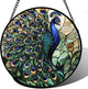 DASTOLL Stained Glass Window Hanging, Blue Green Peacock Decor Suncatcher for Door Garden Home Decoration Bird Sun Catchers Christmas Mother's Day Birthday Gifts for Women Men Mom Nana Friend 11.8 in