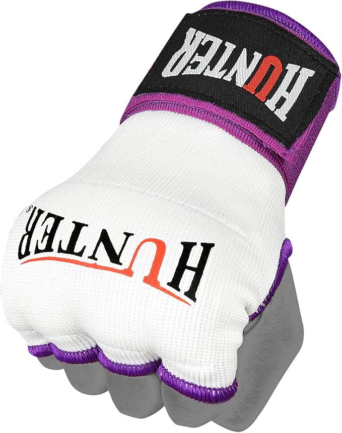 HUNTER Gel Padded Inner Gloves with Hand Wraps for Boxing, Quick Elastic Training Wraps for Men & Women, Muay Thai MMA Kickboxing Martial Arts Knuckle Wrist Protector (Pair)