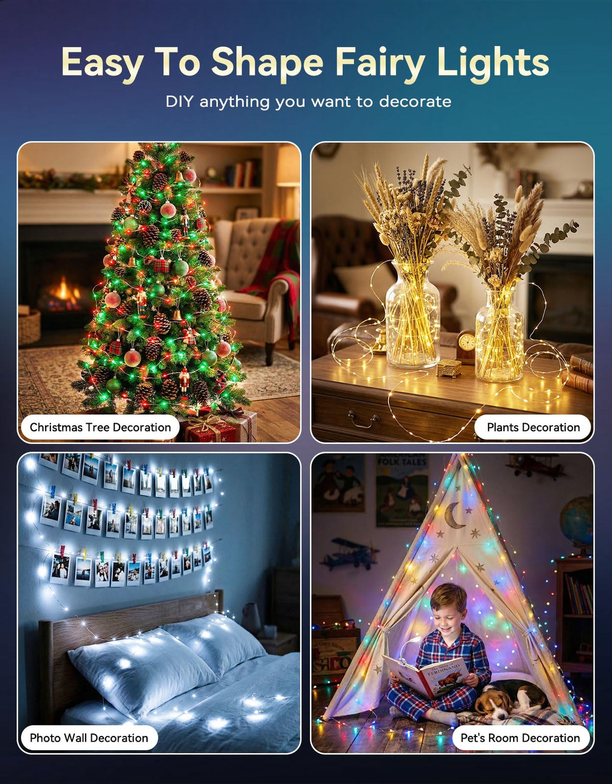 LitHome 2Pack 34 Colors Changing Fairy Lights Battery Operated with Remote