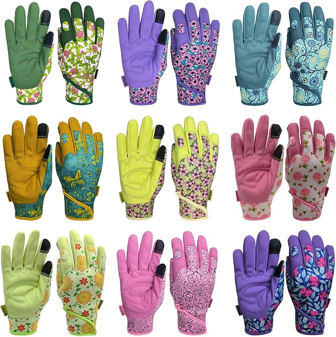 Thorn Proof&Puncture Resistant Gardening Gloves with Grip,Garden Glove for Women, Leather Yard Work Gifts