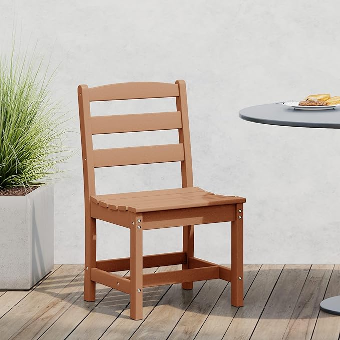 WestinTrends Ashore Outdoor HDPE Patio Classic Armless Dining Side Chair, Teak