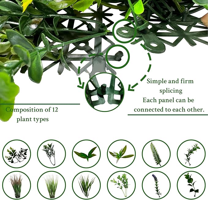 ODTORY Artificial Boxwood Topiary Hedges Panels,40'' x 40'' in(11.5 sqft) UV-Protected Privacy Faux Grass Backdrop Fence Screen for Patio, Balcony, Garden, Backyard Indoor Outdoor Green Wall Decor