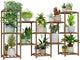 Bamworld Large Plant Shelf Outdoor Wood Plant Stand Large Rack for Living Room Patio, Balcony and Garden