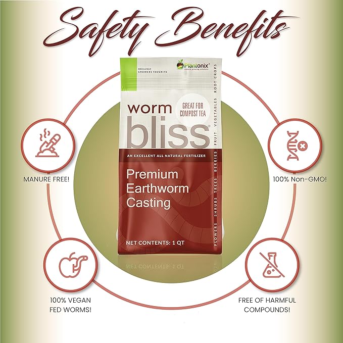 Worm Bliss (1 Gallon) - Organic Worm Castings for Plants - OMRI-Listed Earthworm Castings Worm Fertilizer - Worm Castings Organic Fertilizer for Plants, Potting Soil, Garden Soil, & Seed Starter Soil
