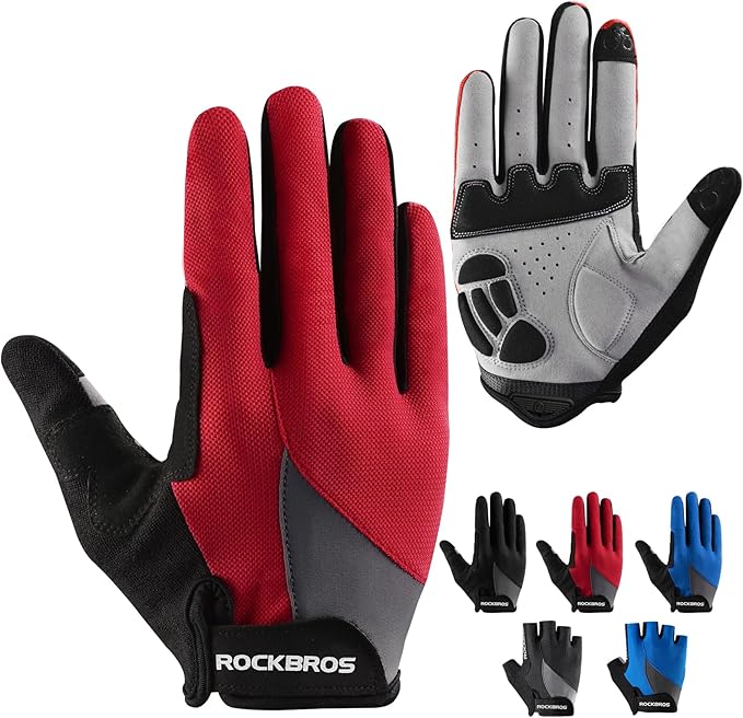 ROCKBROS Cycling Gloves for Men Women - Breathable Gel Pad Road Mountain Bike Gloves - Touch Screen Anti-Slip MTB Gloves for Cycling Workout Outdoor Sports