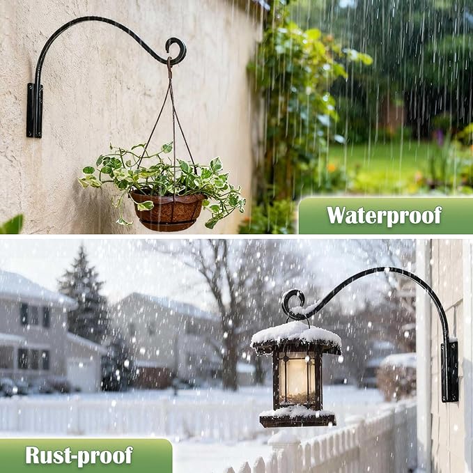 Qiang Ni Heavy-Duty Plant Hanger Outdoor: Hanging Plant Hook for Outside Basket - 22-Inch Wall Mount Plant Bracket for Bird Feeder…