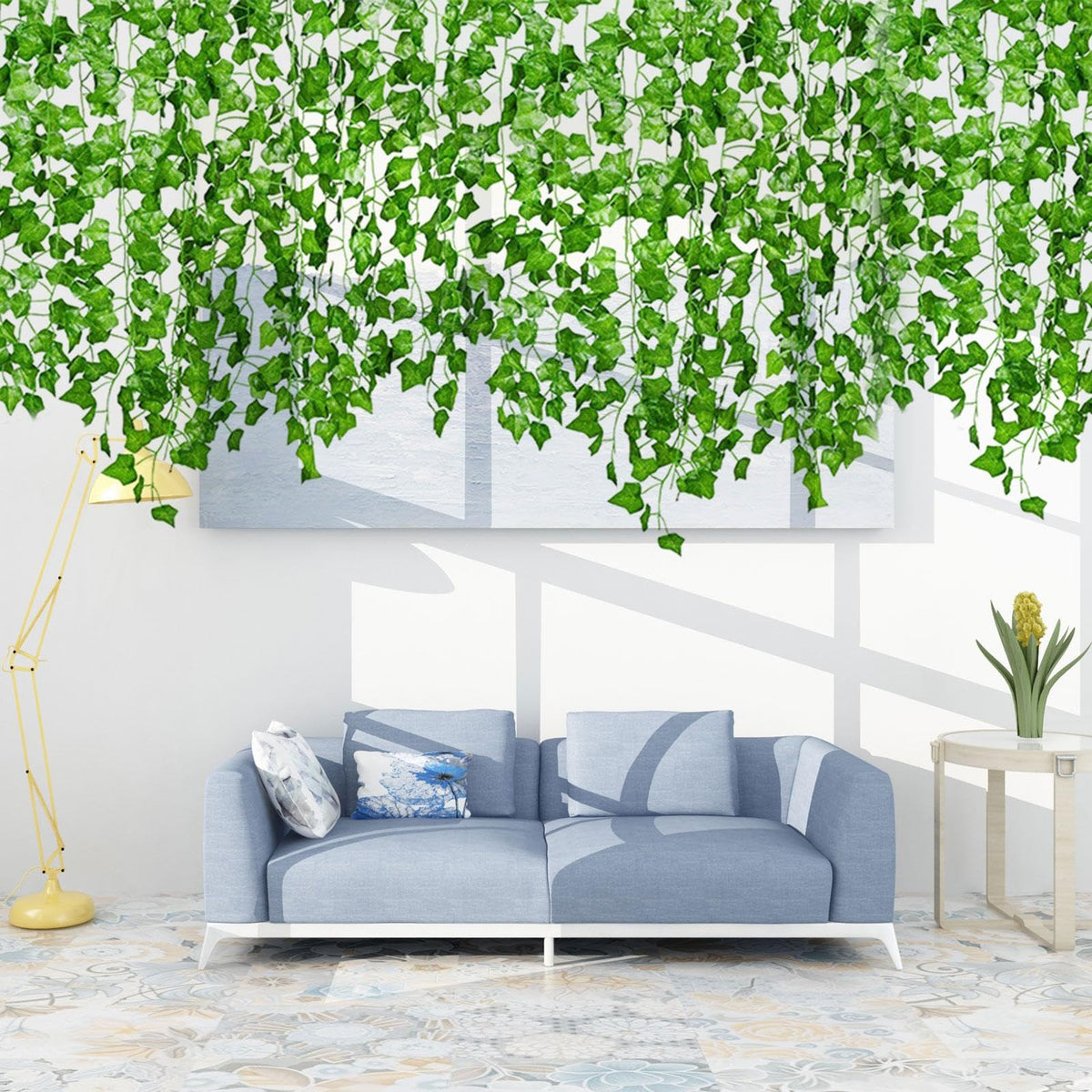 Artificial Ivy Vines - 7.2ft Hanging Aesthetic Vines | Decorative Ivy Garland | Uv Resistant Fake Ivy Vines | Elegant Hanging Greenery for Bedroom Decor, Aesthetic Home Decoration, Indoor Outdoor