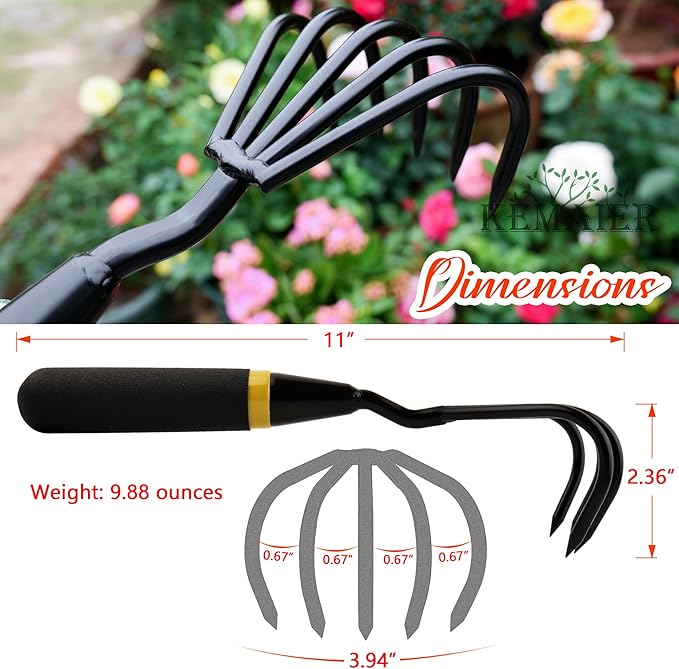 Garden Tool Set - Featuring a Heavy-Duty Stainless Steel Hand Cultivator, Transplant Shovel, Trowel, Crack Weeder, and Dandelion Weeder - The Ultimate, Unbreakable Gardening Gift