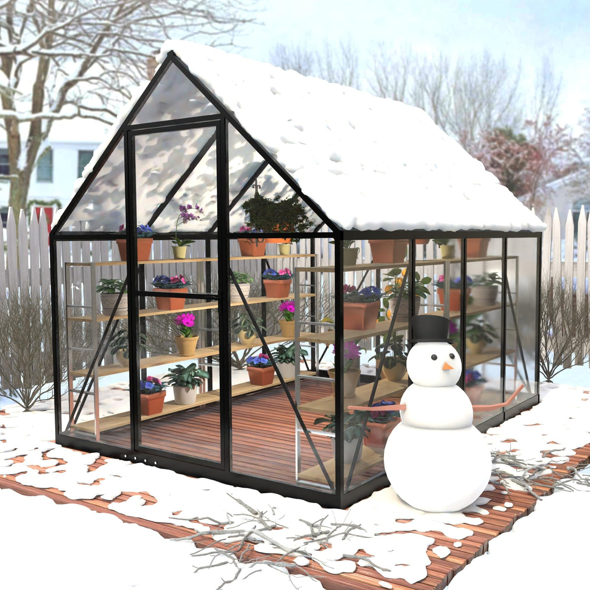 Exroo 6x10 FT Heavy Duty Greenhouse, Polycarbonate Walk-in Garden House with Ventilation Window, Portable Winter Greenhouse Kit for Outdoor Plants and Backyard Gardening