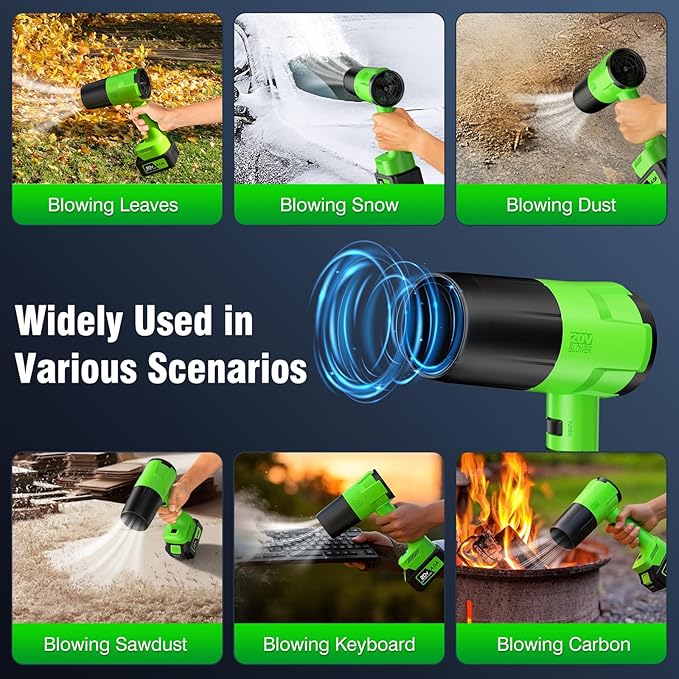 Leaf Blower Cordless, Handheld Leaf Blower with 2 X 4.0Ah Battery and Charger, 6 Speed Modes, Lightweight Blowers for Lawn Care, Patio, Yard, Dust,Blowing Leaves,Snow