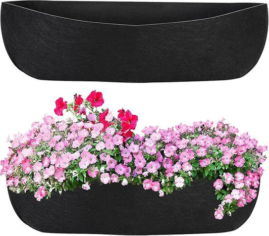 Augshy 2Pcs 24 Inch Planter Liners for Window Box, Window Basket Liners Fabric Planter Liners Hanging Flower Box Liner Felt Trough Planter Insert Non-Woven Plant Liner Replacement for Garden Planters