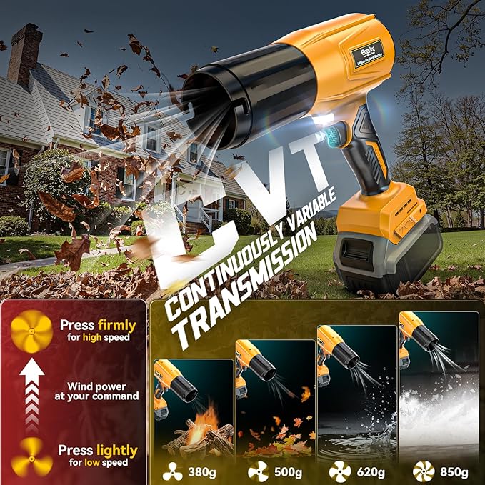 800,000 RPM Leaf Blower Compatible with Dewalt 20V: Ecarke Cordless Dust Blower, Electric Turbo Jet Blower Handheld Battery Powered with Brushless Motor for Patio Garden Lawn (No Battery)