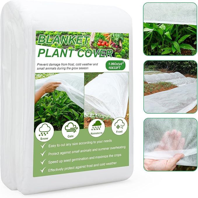 YDSL Plant Cover 10 Ft x 33 Ft Plant Covers Freeze Protection with Ultra Fine Mesh Reusable Floating Row Cover Netting for Plants Vegetables Flowers Fruits Frost Sun Protection 1.06oz/yd²