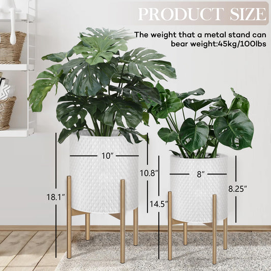 Oakrain Planters for Indoor Plants Set of 2 Modern Planter with Stand