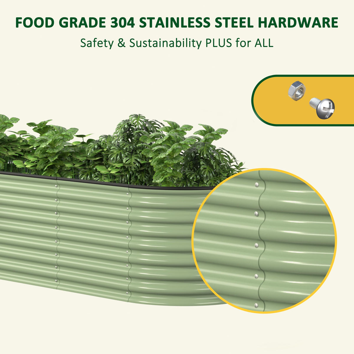 MUPATER 8x2x2ft Galvanized Raised Garden Bed, 9-in-1 Metal Planter Box