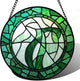 QZQCBLC Stained Glass Window Hanging Abstract Green Plants 7.8" - Suncatcher Door Garden Sun Catcher Home Ireland Decor Birthday Mother's St Patrick's Day Gifts for Mom Men Woman Wife Friends