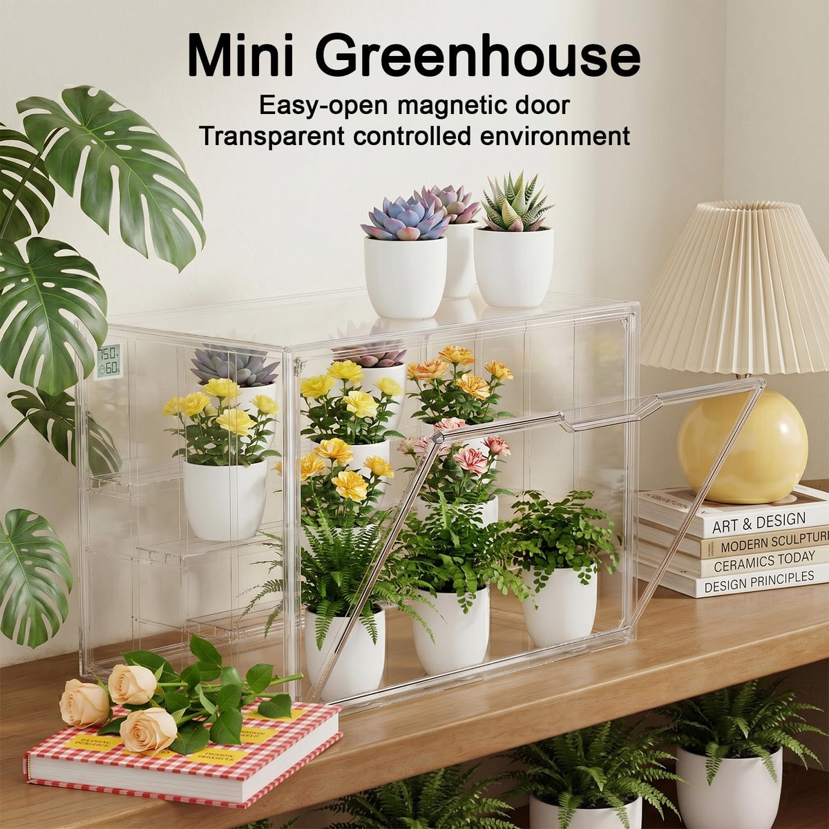 Clear Mini Indoor Greenhouse, with Hygrometer and Grow Light, 2-Pack
